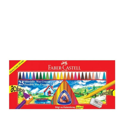 Восковой карандаш Faber-Castell, 25 цветов, стираемый карандаш