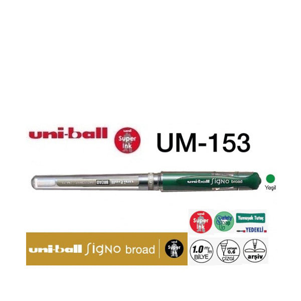 Uniball Signo BROAD 1.0 MM Yeşil Renk İmza Kalemi - 12 Adetlik Paket