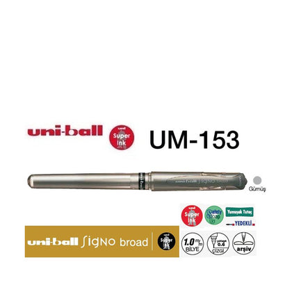 Ручка для приглашений Uniball Signo BROAD 1,0 мм серебристого цвета — упаковка из 12 шт.