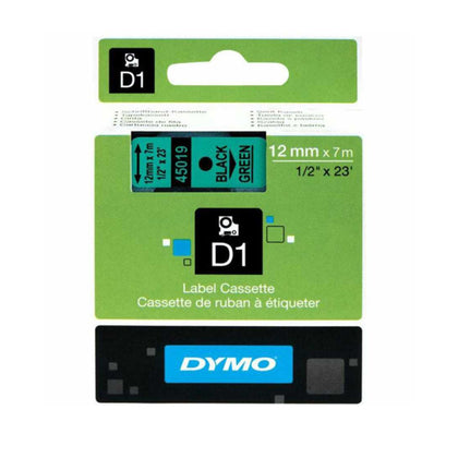 DYMO 45019 Сменная лента зеленого/черного цвета D1 (12 мм x 7 м)