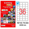 Tanex TW-2036 Lazer Etiket 45x30mm (100 Adet Paket )