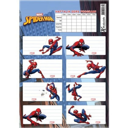Школьные этикетки с учебной программой — набор из 24 этикеток — Человек-паук